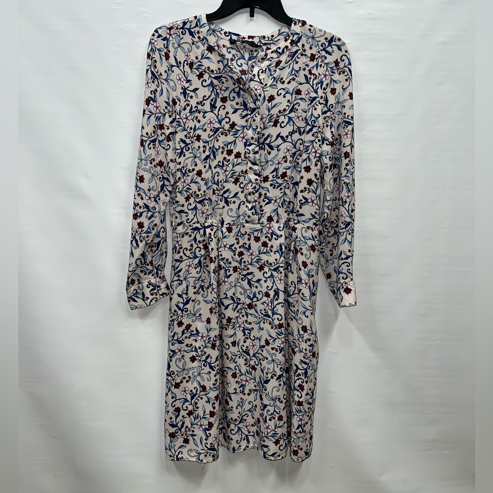 Oodji Collection Dress Womens Large Multicolor Long Sleeve 100% Cotton Floral